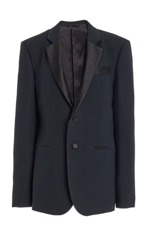 Nicolson Jacket in Black Silk Wool Cady