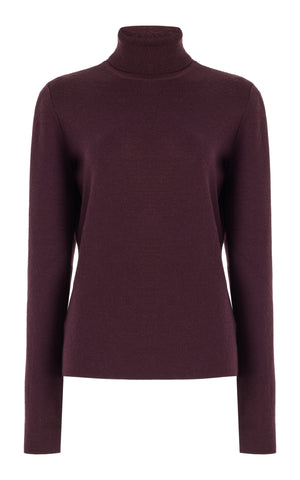 May Turtleneck in Deep Bordeaux Cashmere Wool