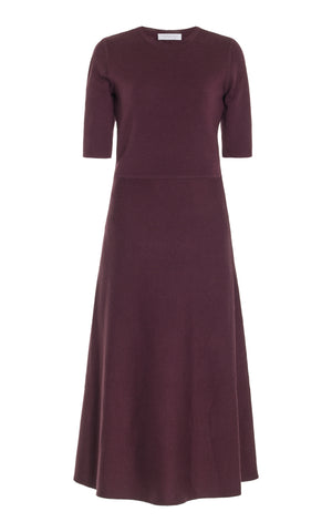 Seymore Dress in Deep Bordeaux Cashmere Wool with Silk