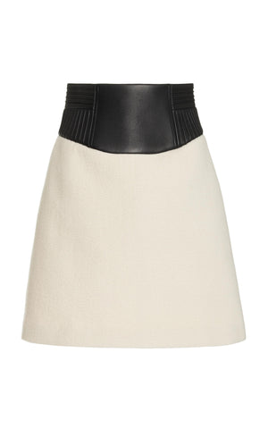 Felix Skirt in Ivory Recycled Cashmere Felt with Leather Waistband
