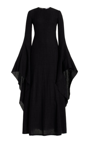 Sigrud Draped Dress in Silk Wool Gauze