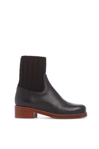 Hobbes Sock Boot in Black Leather & Cashmere