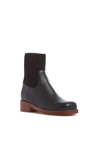 Hobbes Sock Boot in Black Leather & Cashmere