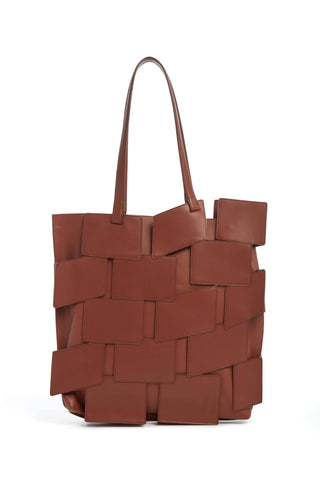 Laquered Tote Bag in Cognac Leather
