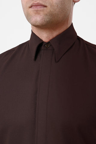 Nicolas Shirt in Chocolate Superfine Wool