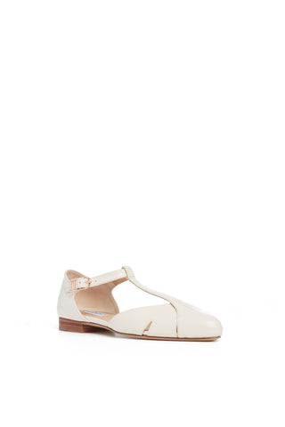 Harlow Ballerina Shoe in Cream Leather
