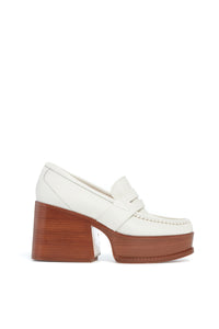 Augusta Heeled Loafer in Cream Leather