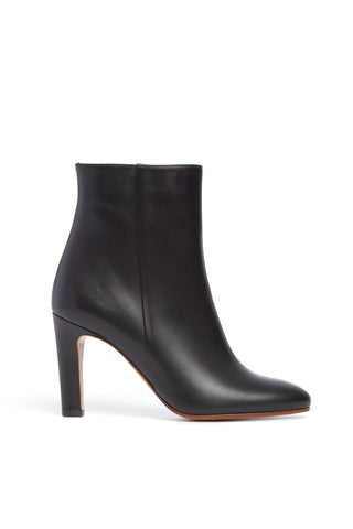 Lila Block Heel Ankle Boot in Black Leather