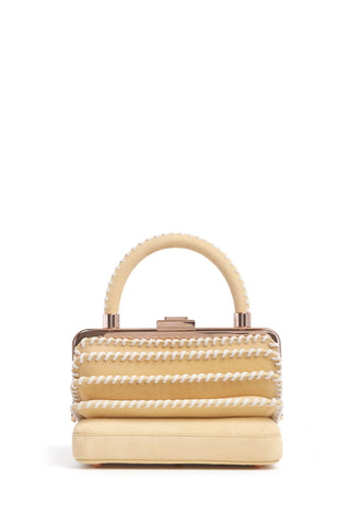 Whipstitch Diana Bag in Nude & White Suede