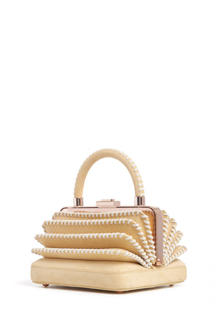 Whipstitch Diana Bag in Nude & White Suede