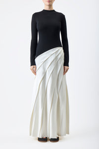 Ismay Pleated Dress in Double Satin