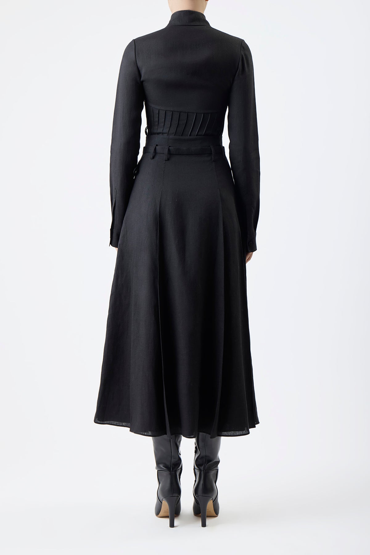 Duff Pleated Top in Aloe Linen