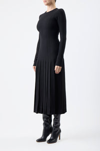 Walsh Pleated Dress in Wool