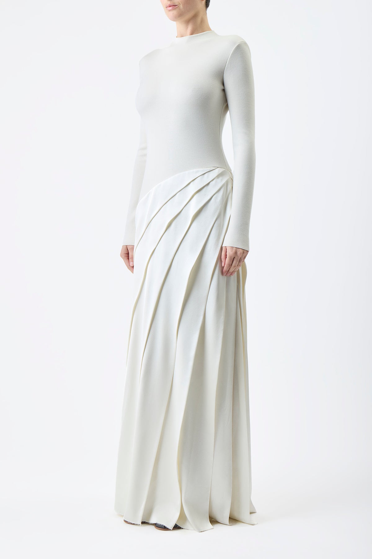 Ismay Pleated Dress in Double Satin