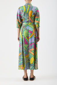 Andy Dress in Printed Silk