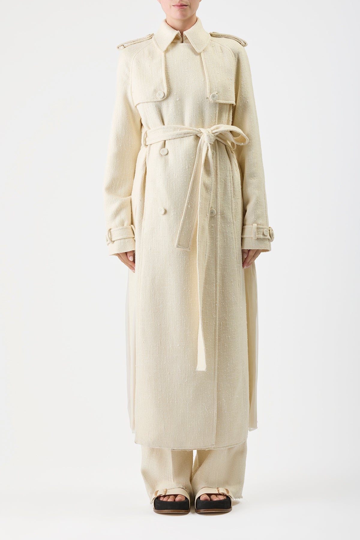 Eithne Trench Coat in Soft Silk Wool