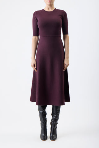 Seymore Dress in Deep Bordeaux Cashmere Wool with Silk