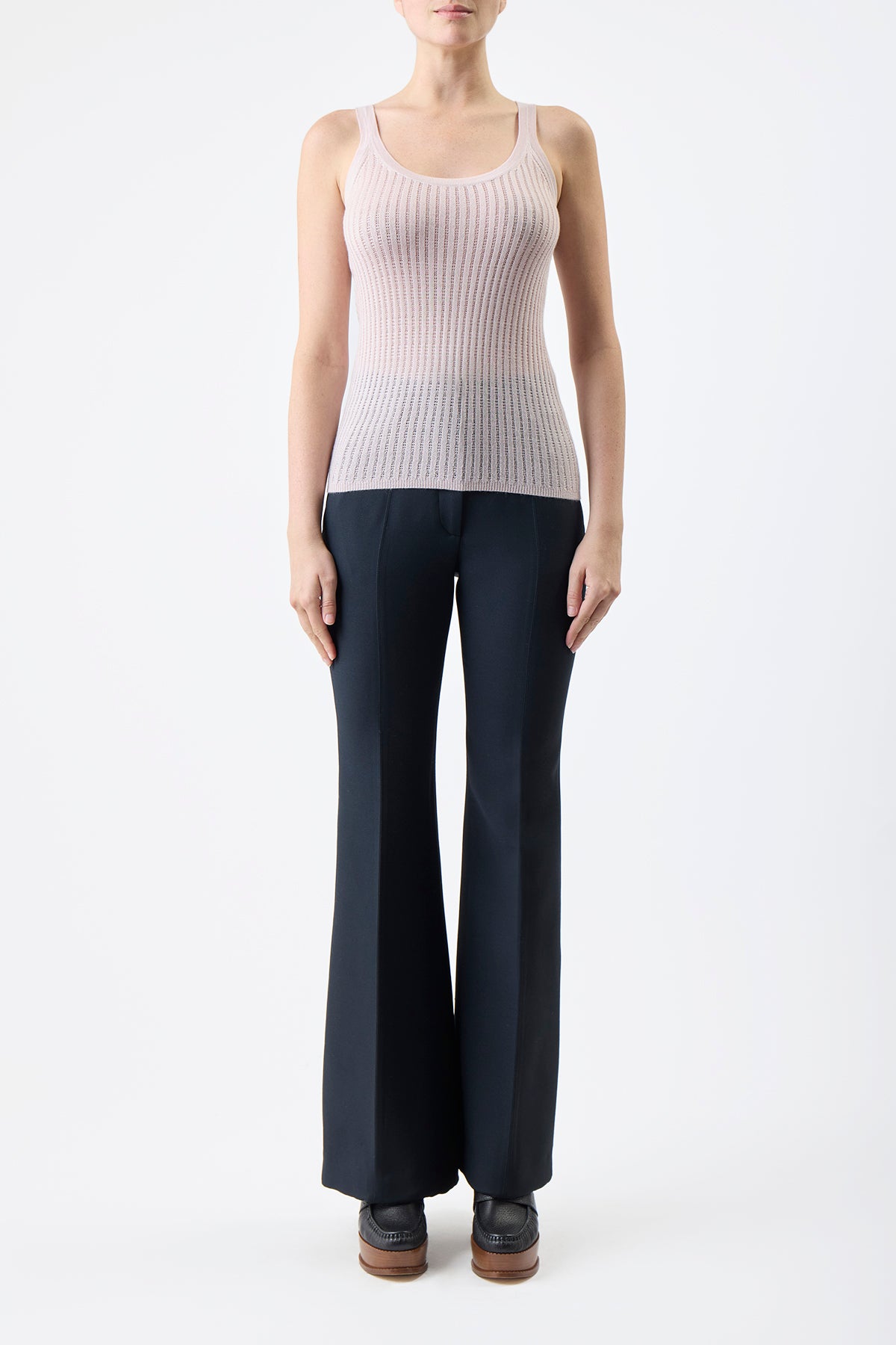 Nevin Pointelle Tank in Silk Cashmere