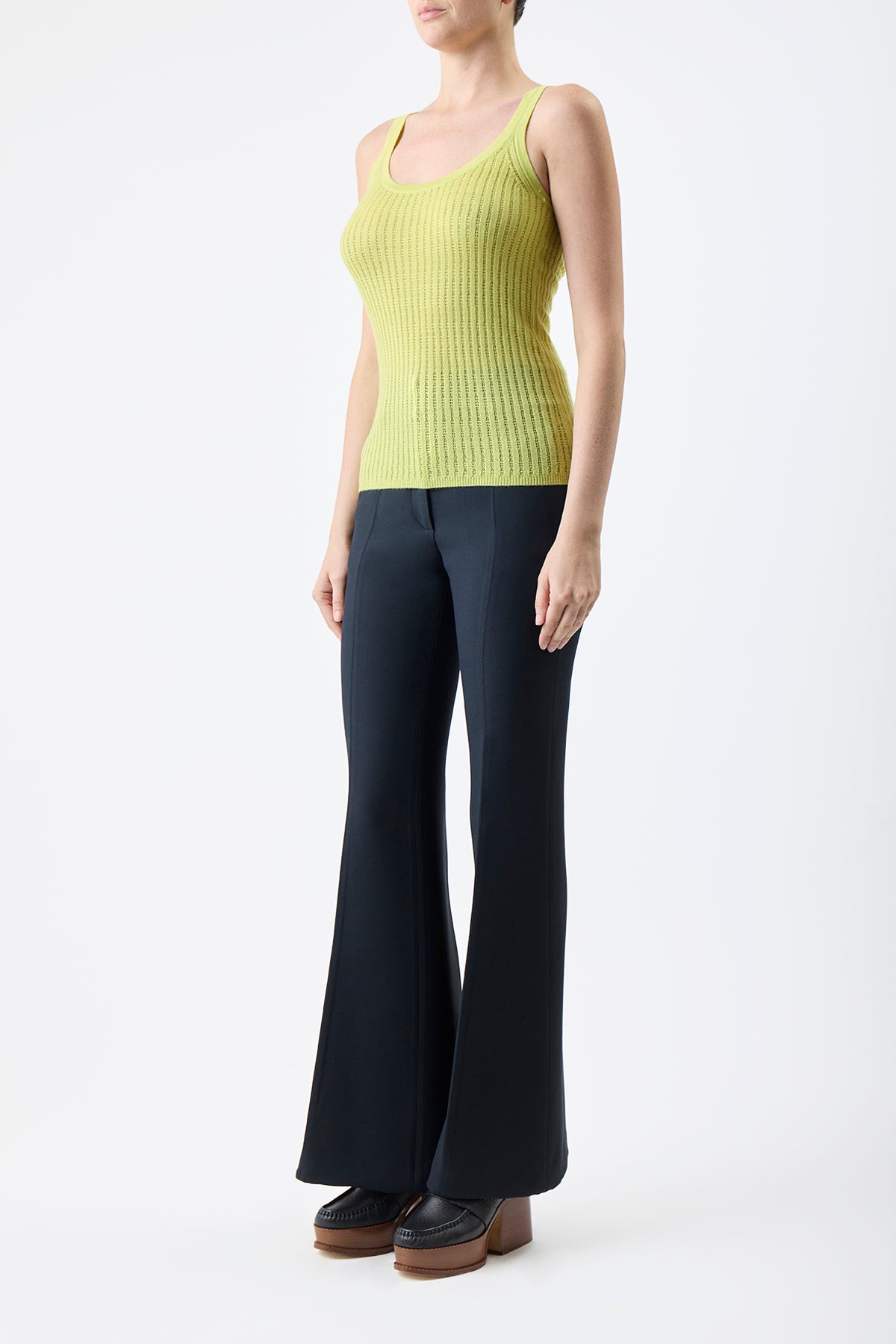 Nevin Pointelle Tank in Silk Cashmere