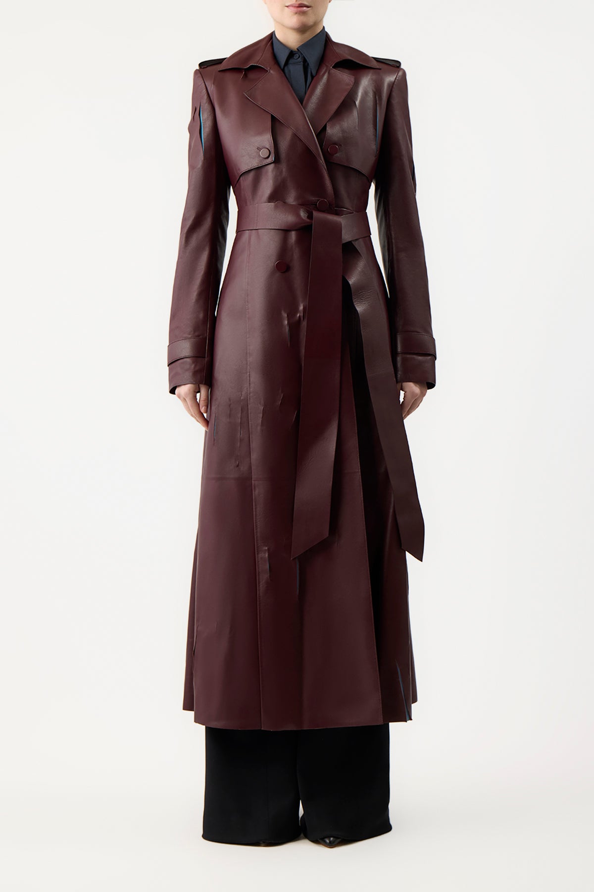 Fontana Trench Coat in Leather