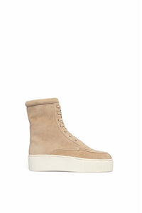 Emanuele Lace Up Boot in Beige Leather