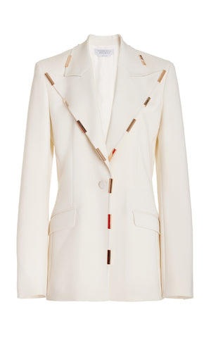 Leiva Blazer in Ivory Wool with Gold Bars