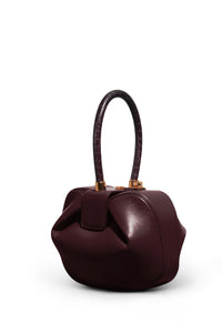 Nina Bag In Burgundy Leather with Crocodile Handle