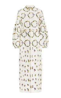 Embroidered Mauri Dress in Silk Linen