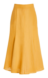 Tate Skirt in Fluorescent Orange Aloe Linen