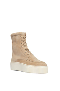Emanuele Lace Up Boot in Beige Leather