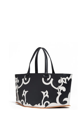 Coyote Tote Bag in Black & Ivory Leather