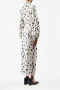 Embroidered Mauri Dress in Silk Linen