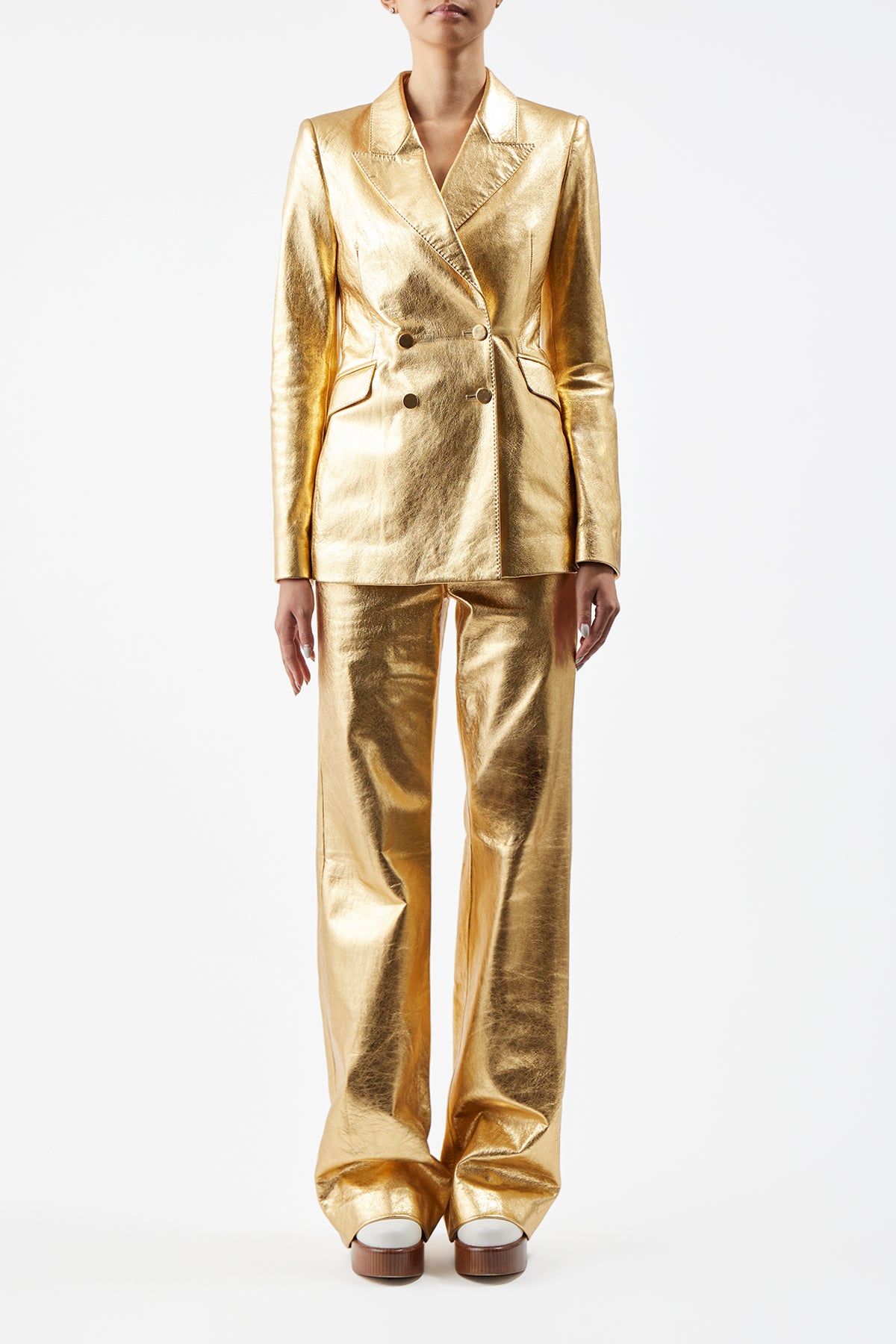 Vesta Pant in Gold Leather