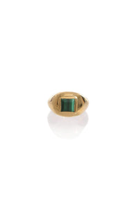 Medium Ring in 18K Gold & Malachite Stone