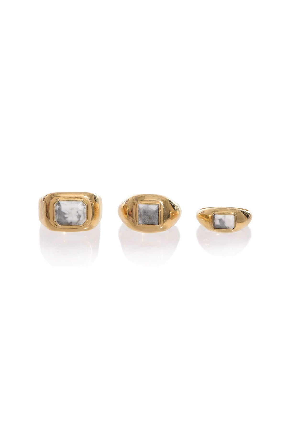 Medium Ring 18K Gold & Howlite Stone