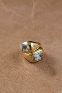 Medium Ring 18K Gold & Howlite Stone